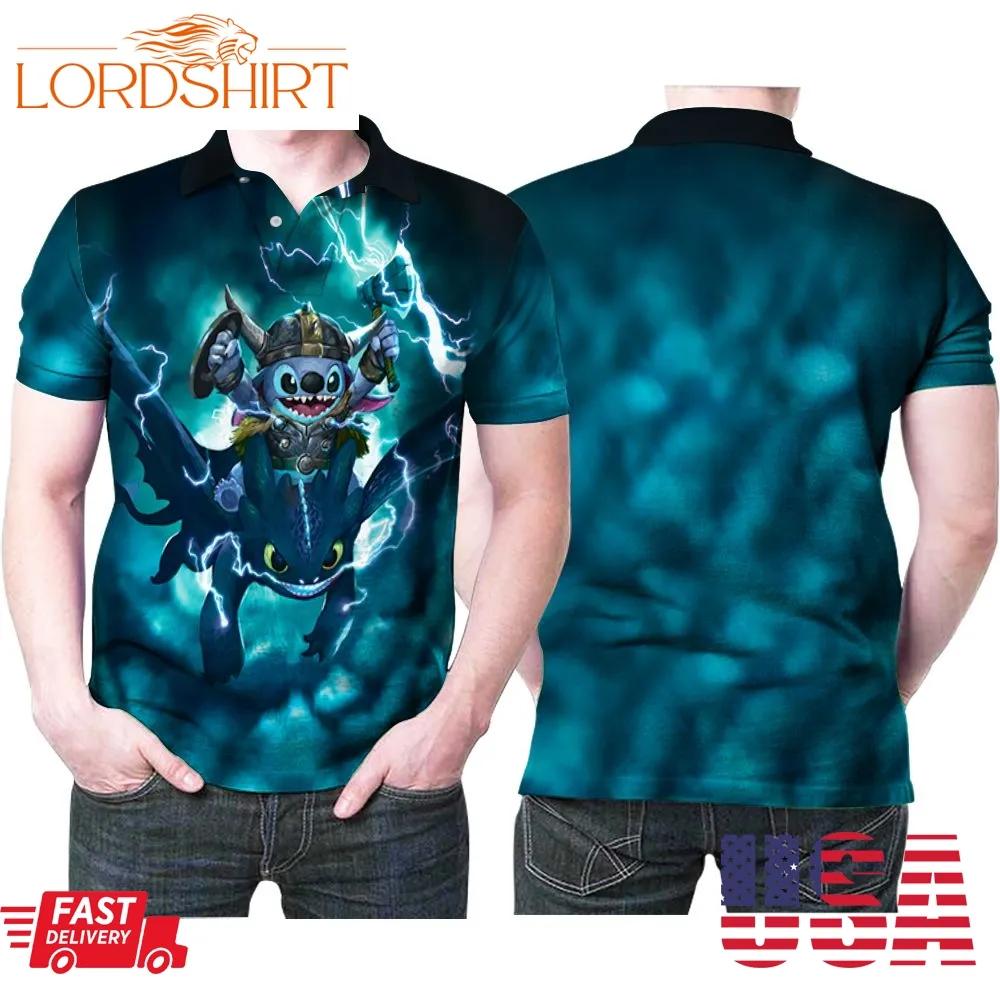 Viking Stitch And Toothless Warriors Friends 3D All Over Print Polo Shirt