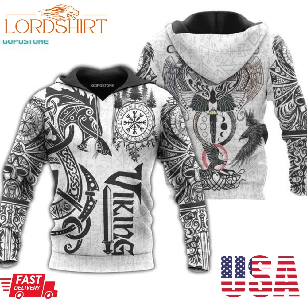 Viking Tattoo Huginn And Muninn Men And Women 3D Full Printing Hoodie Shirt Viking Tattoo Huginn And Muninn 3D Full Printing Shirt