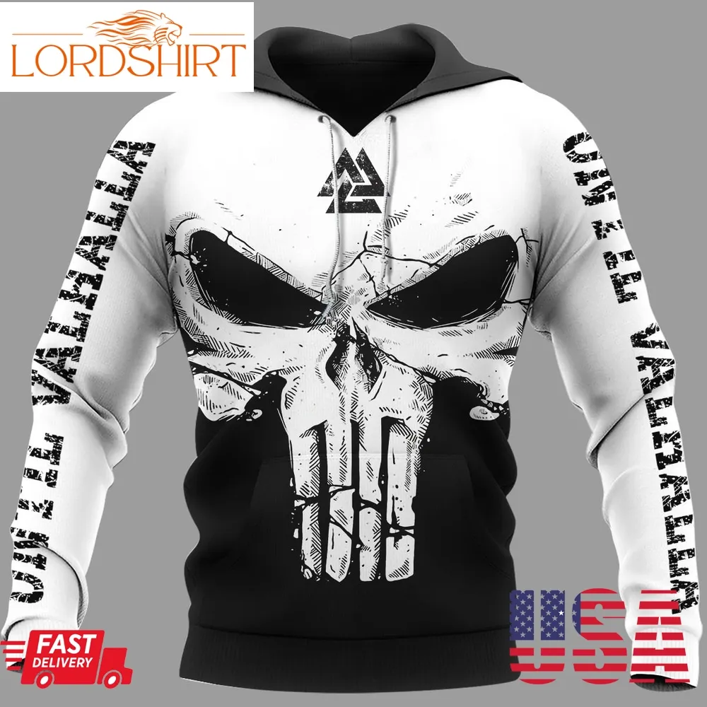 Viking Until Valhalla Skull Hoodie 3D Valknut