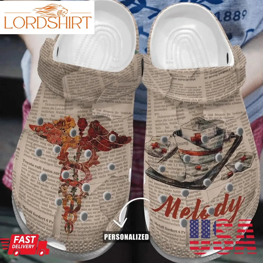 Vintage Nurse Personalized Clog Custom Crocs Comfortablefashion Style Comfortable For Women Men Kid Print 3D