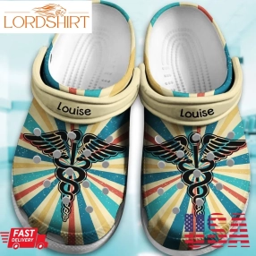 Vintage Retro Nurse Caduceus Personalized Shoes Crocs Clogs Gift For Men Women   Vintage Nr