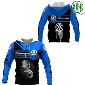 Volkswagen Blue Skull Hold The Logo 3D Aop Shirts