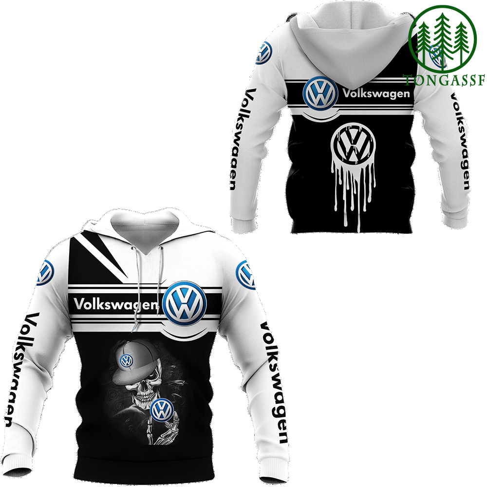 Volkswagen White Skull Hold The Logo 3D Aop Shirts