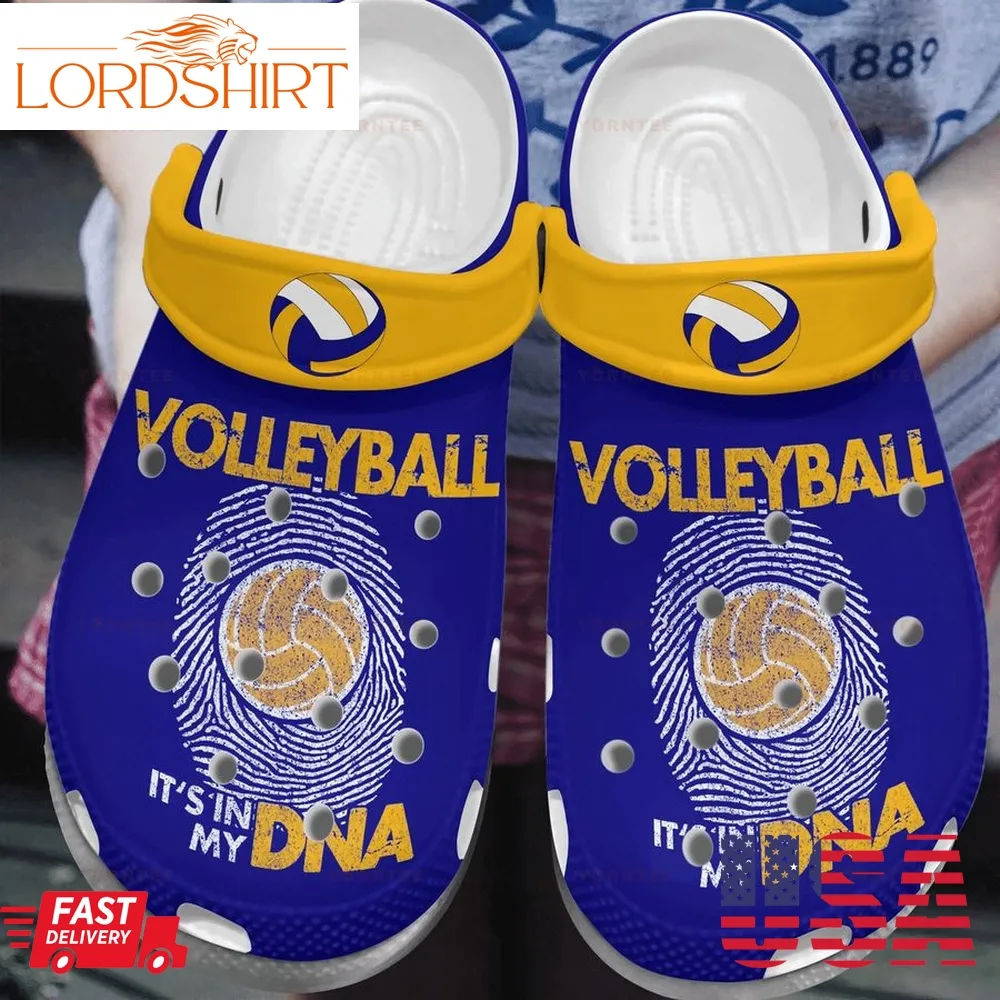 Volleyball ItS In My Dna Gift For Lover Rubber Crocs Crocband Clogs, Comfy Footwear