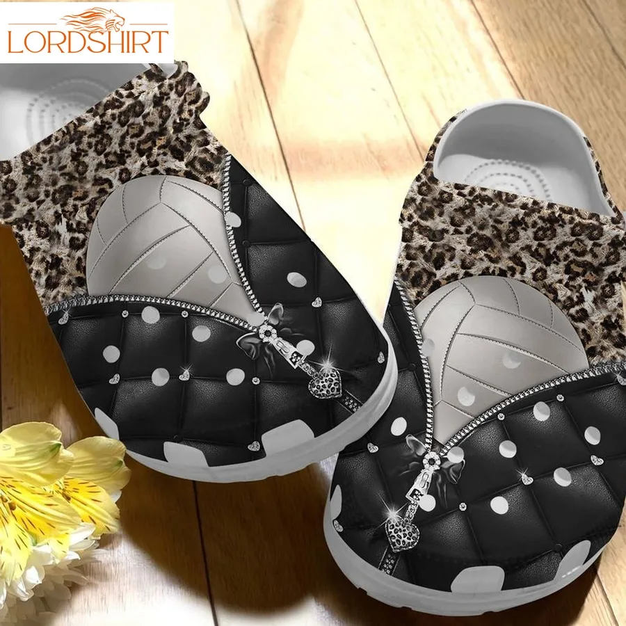 Volleyball Jacket Leopard Skin Shoes Clog   Volleyball Lover Crocs Crocbland Clog Halloweener