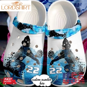 Volleyball Personalized Blue Ice Sku 2693 Crocs Crocband Clog Comfortable For Mens Womens Classic Clog Water Shoes