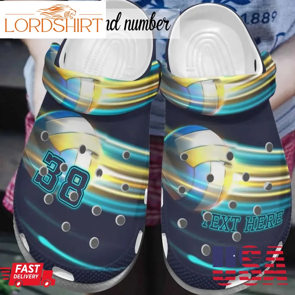 Volleyball Personalized Clog Custom Crocs Comfortablefashion Style Comfortable For Women Men Kid Print 3D Flashlight