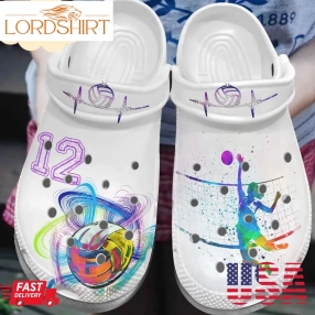 Volleyball Personalized Clog Custom Crocs Comfortablefashion Style Comfortable For Women Men Kid Print 3D Purple