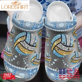 Volleyball Personalized Clog Custom Crocs Comfortablefashion Style Comfortable For Women Men Kid Print 3D Sparkle Volleyball