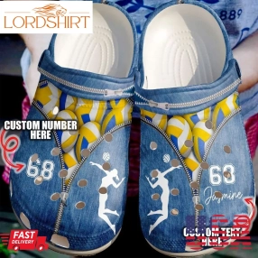 Volleyball Personalized Jeans Zipper Sku 2685 Crocs Crocband Clog Comfortable For Mens Womens Classic Clog Water Shoes