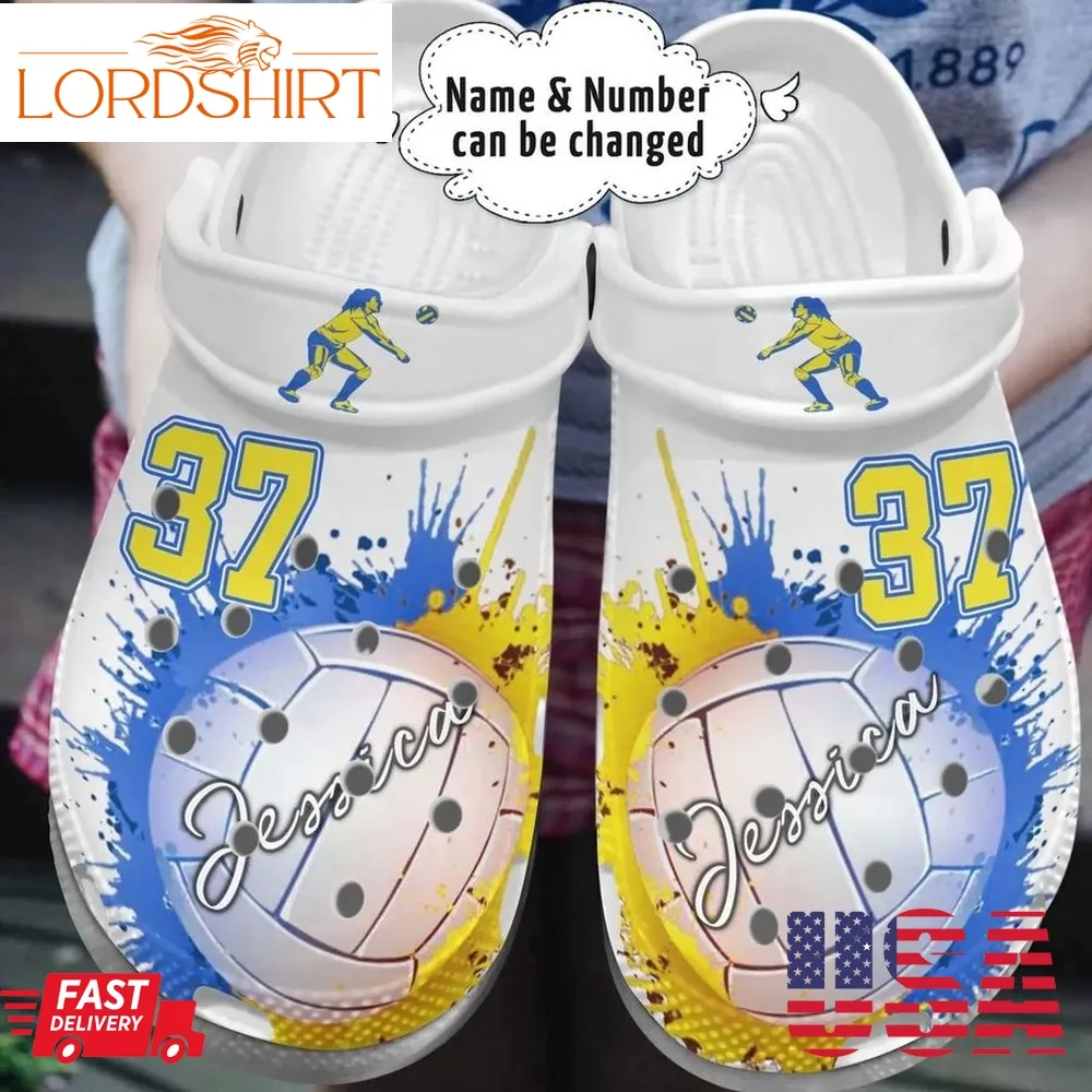 Volleyball Personalized Personalize Clog Custom Crocs Fashionstyle Comfortable For Women Men Kid Print 3D Whitesole Love Volleyball