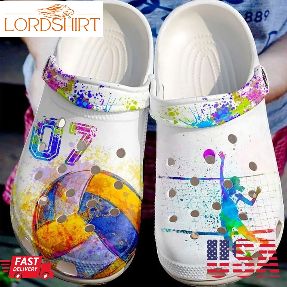 Volleyball Personalized Splatter Sku 2681 Crocs Crocband Clog Comfortable For Mens Womens Classic Clog Water Shoes