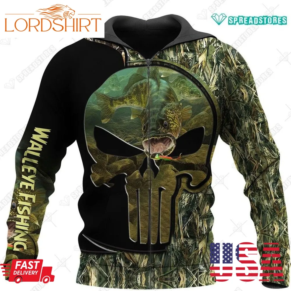 Walleye Fishing Punisher Skull Men And Women 3D Full Printing Hoodie Shirt Walleye Fishing Punisher Skull 3D Full Printing Shirt High Quality 2020