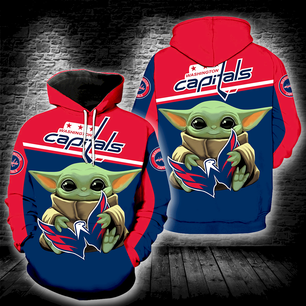 Washington Capitals Baby Yoda Full Print K1353 Hoodie Zipper Men Women