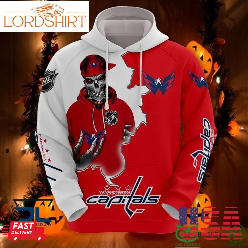 Washington Capitals Nhl Fire Skull 3D Printed Hoodie Sweatshirt Tshirt