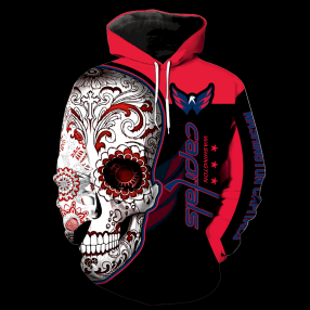 Washington Capitals Skull Full Over Print K1079 Hoodie Zipper