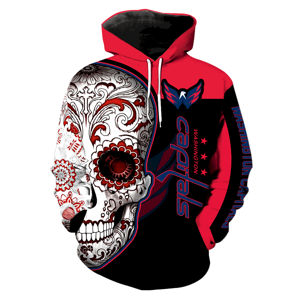 Washington Capitals Skull Full Over Print K1079 Hoodie Zipper