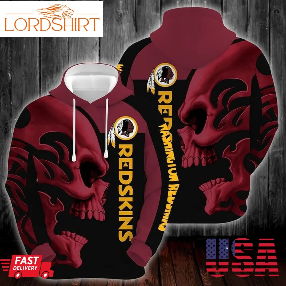 Washington Redskins Skull 3D Hoodie Sweatshirt