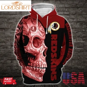 Washington Redskins Skull Pullover And Zippered Hoodies Custom 3D Graphic Printed 3D Hoodie All Over Print Hoodie For Men For Women