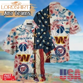 Washington Sport Teams Hibiscus Tropical 4Th Of July Hawaiian Shirt  Saleoff