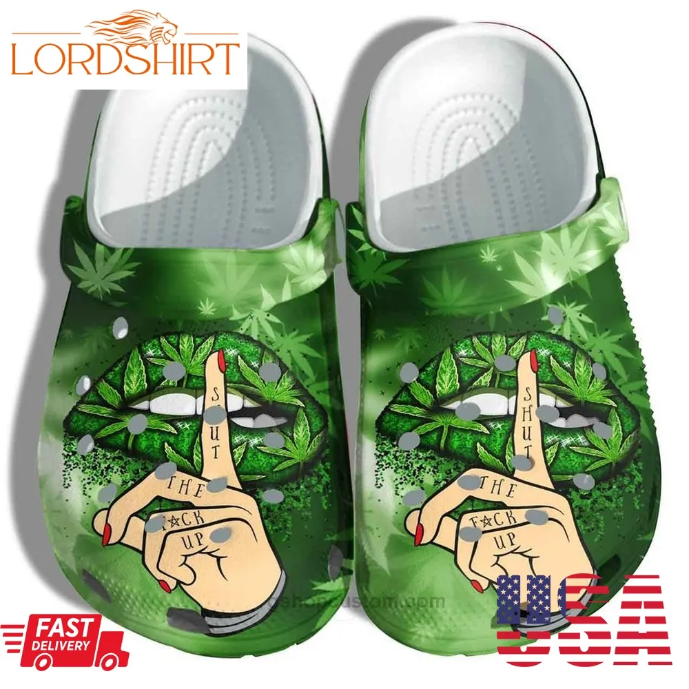 Weed Lip Smoke Croc Shoes   Funny Lipstick Weed Shut Up Crocs Clogs Hippie Gift Girl Women Mothers Day    Cr Wl013