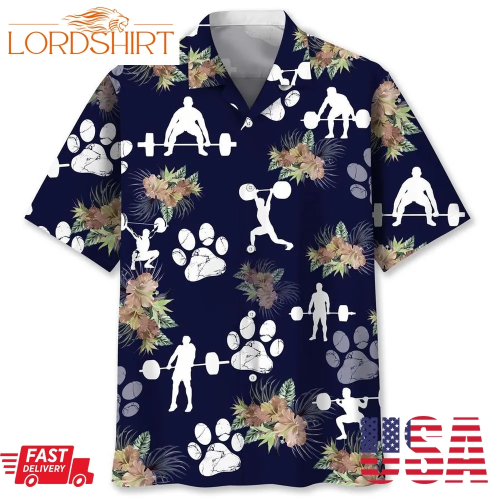 Weightlifting Dog Tropical Hawaiian Shirt