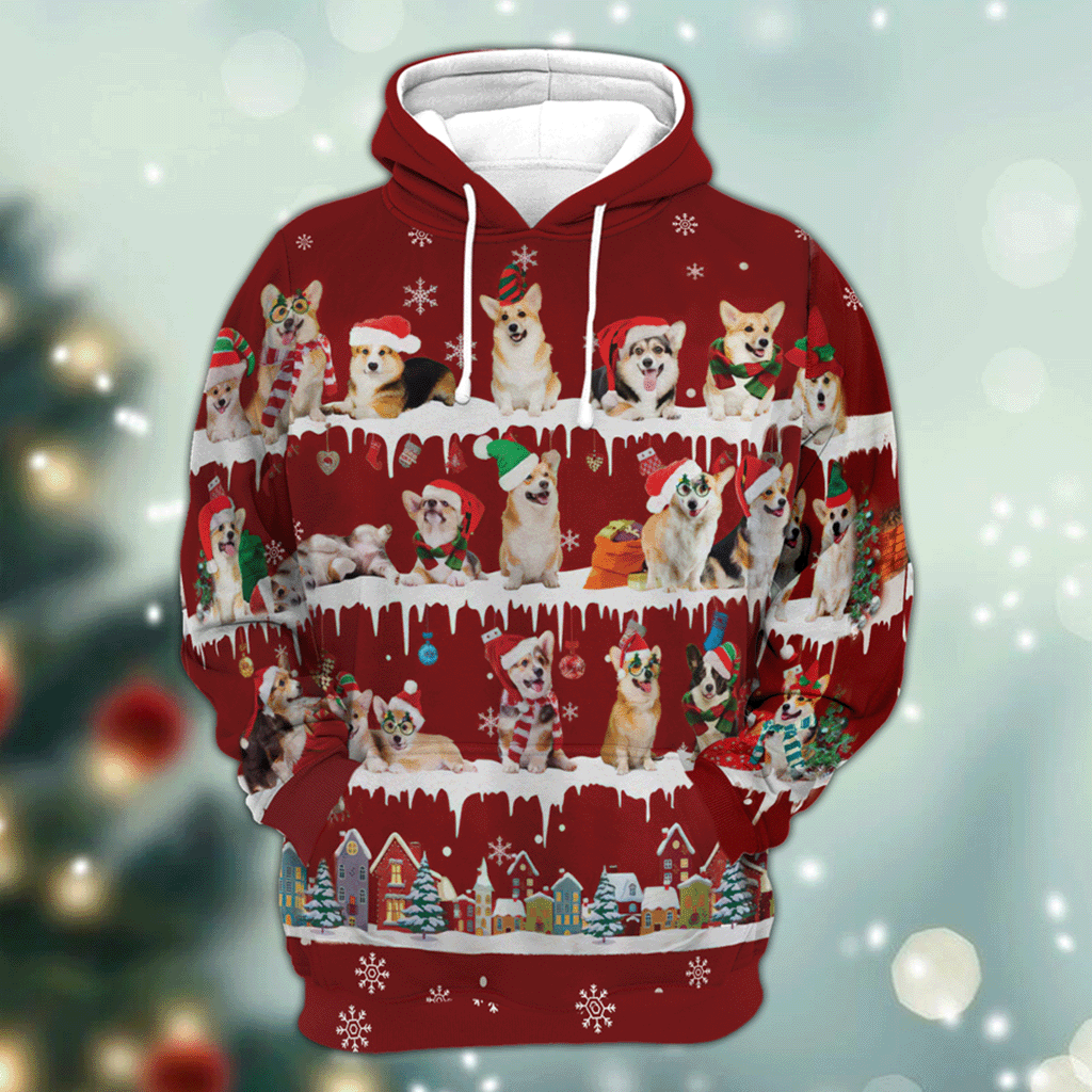 Welsh Corgi Snow Christmas 3D Hoodie