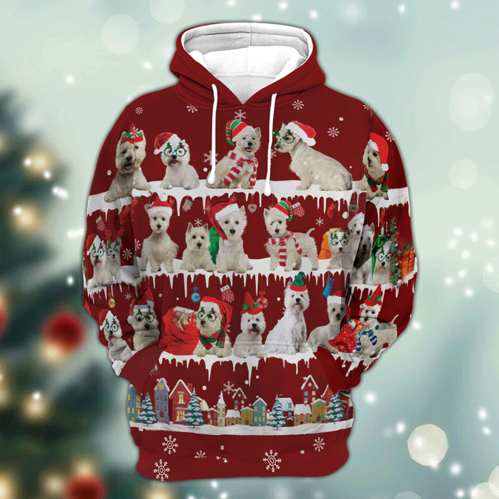 West Highland Snow Christmas 3D Hoodie