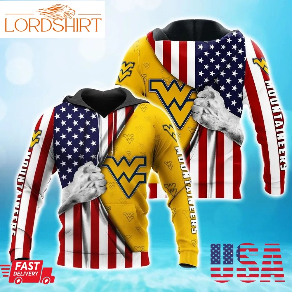 West Virginia Mountaineers American Flag Men And Women 3D Full Printing Hoodie Zip Hoodie Sweatshirt T Shirt