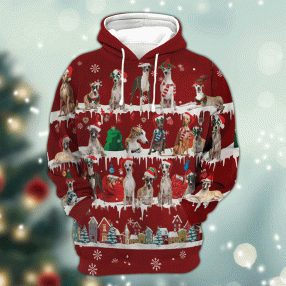 Whippet Snow Christmas 3D Hoodie