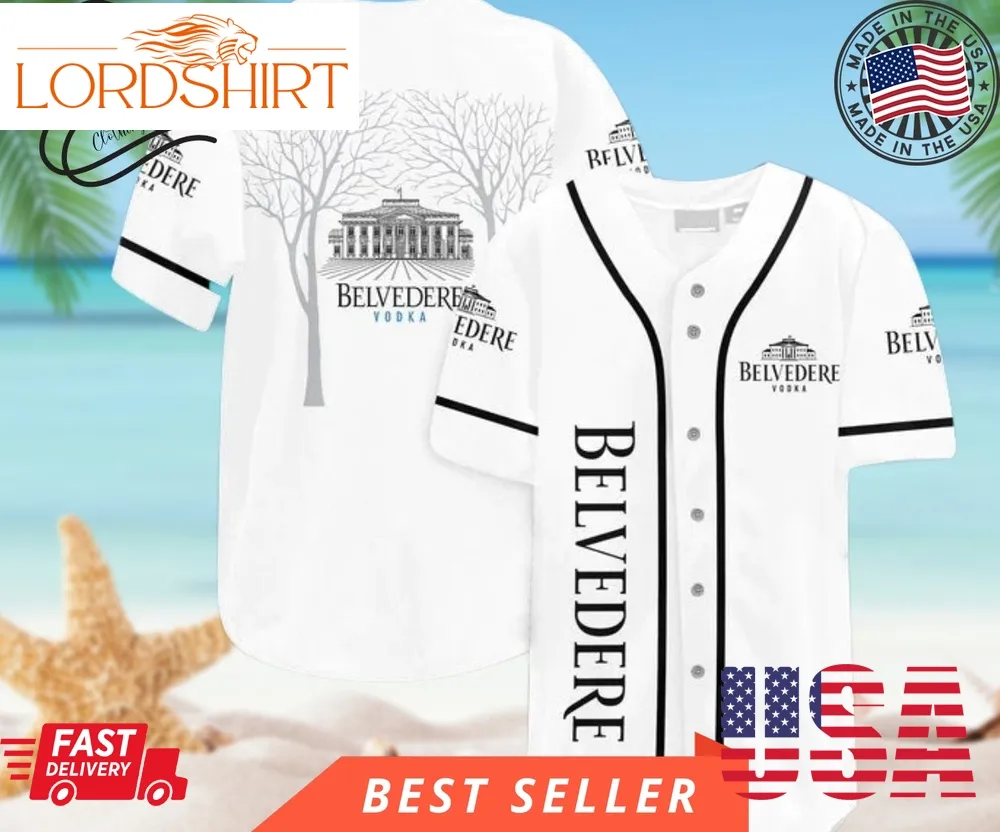 White Belvedere Vodka Vodka Baseball Jersey, Halloween Shirt, Hawaii Holiday Beach Flamingo Stag Brewery Summer