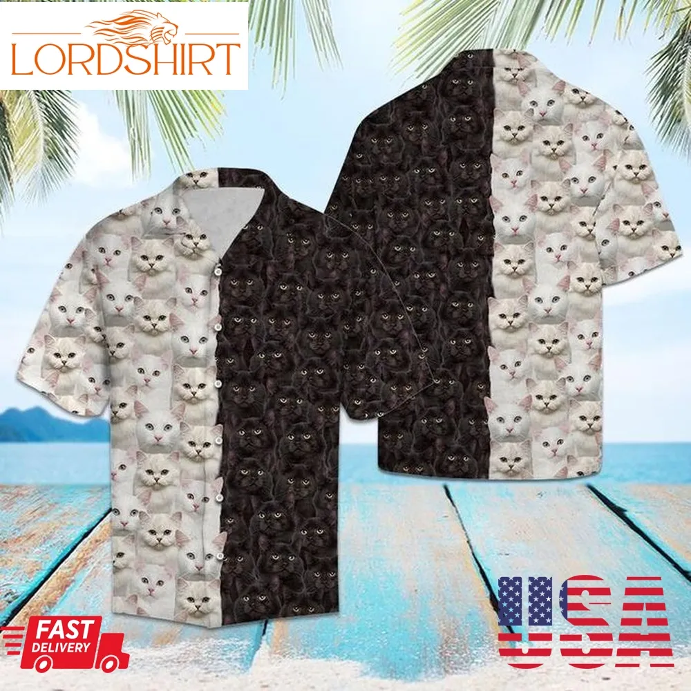 White Black Cat Hawaiian Shirt Pre10360, Hawaiian Shirt, Beach Shorts, One Piece Swimsuit, Polo Shirt, Personalized Shirt, Funny Shirts, Gift Shirts