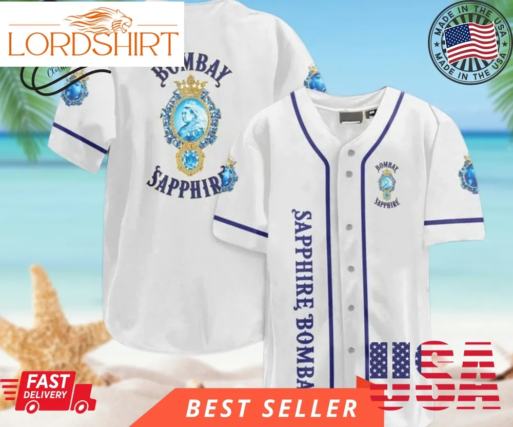 White Bombay Sapphire Baseball Jersey, Halloween Shirt, Hawaii Holiday Beach Flamingo Stag Brewery Summer