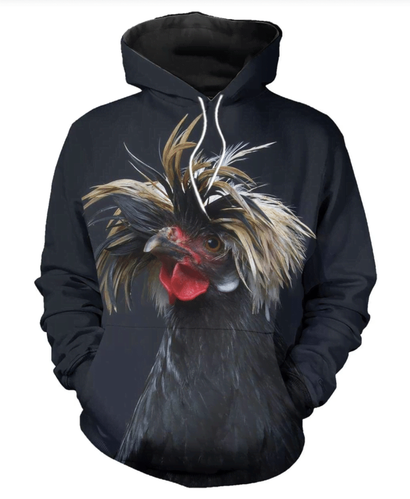 White Crested Black Polish Chicken 3D Hoodie For Men For Women All Over Printed Hoodie