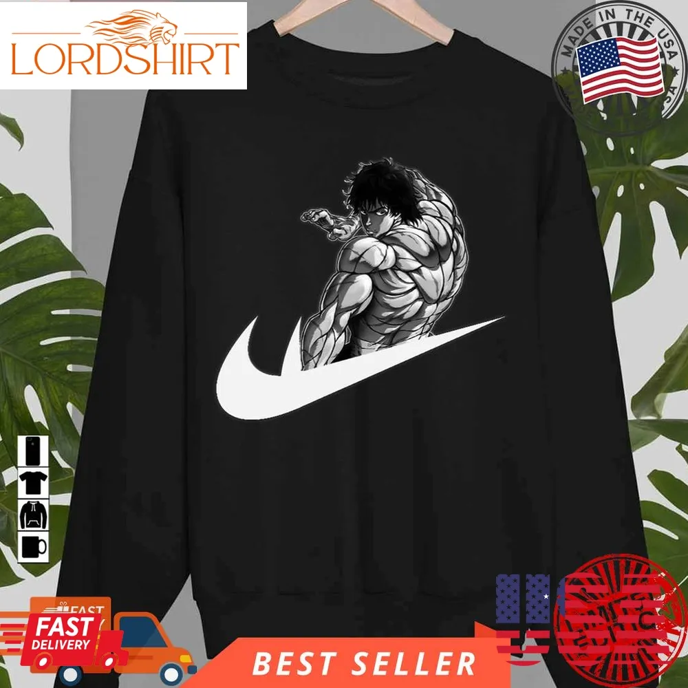 White Nike Logo Baki Hanma The Grappler Anime Design Logo For Training Gym Fitness And Martial Arts Unisex Sweatshirt