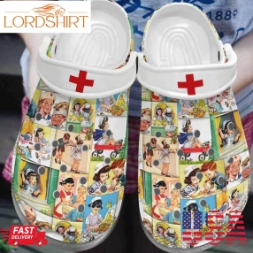 Whitesole Lovely Nurse Personalize Clog Custom Crocs Clog Number On Sandal Fashion Style Comfortable For Women Men Kid