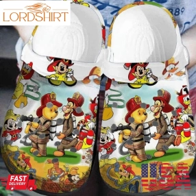 Winnie The Pooh Firefighter Crocs Crocband Clogs, Comfy Footwear, Shoes