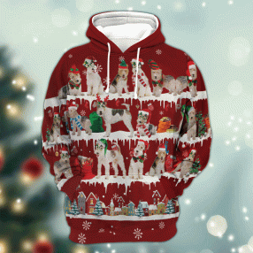 Wire Hair Fox Terrier Snow Christmas 3D Hoodie