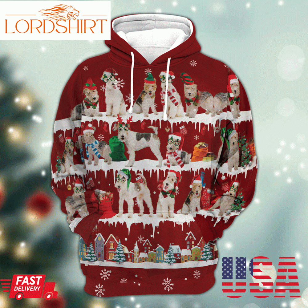 Wire Hair Fox Terrier Snow Christmas 3D Hoodiegif