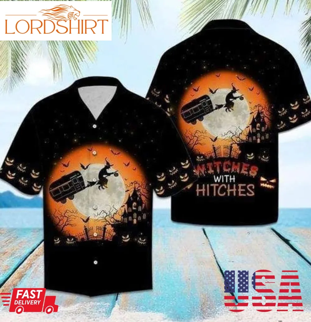 Witches Hitches Halloween Hawaiian Shirts