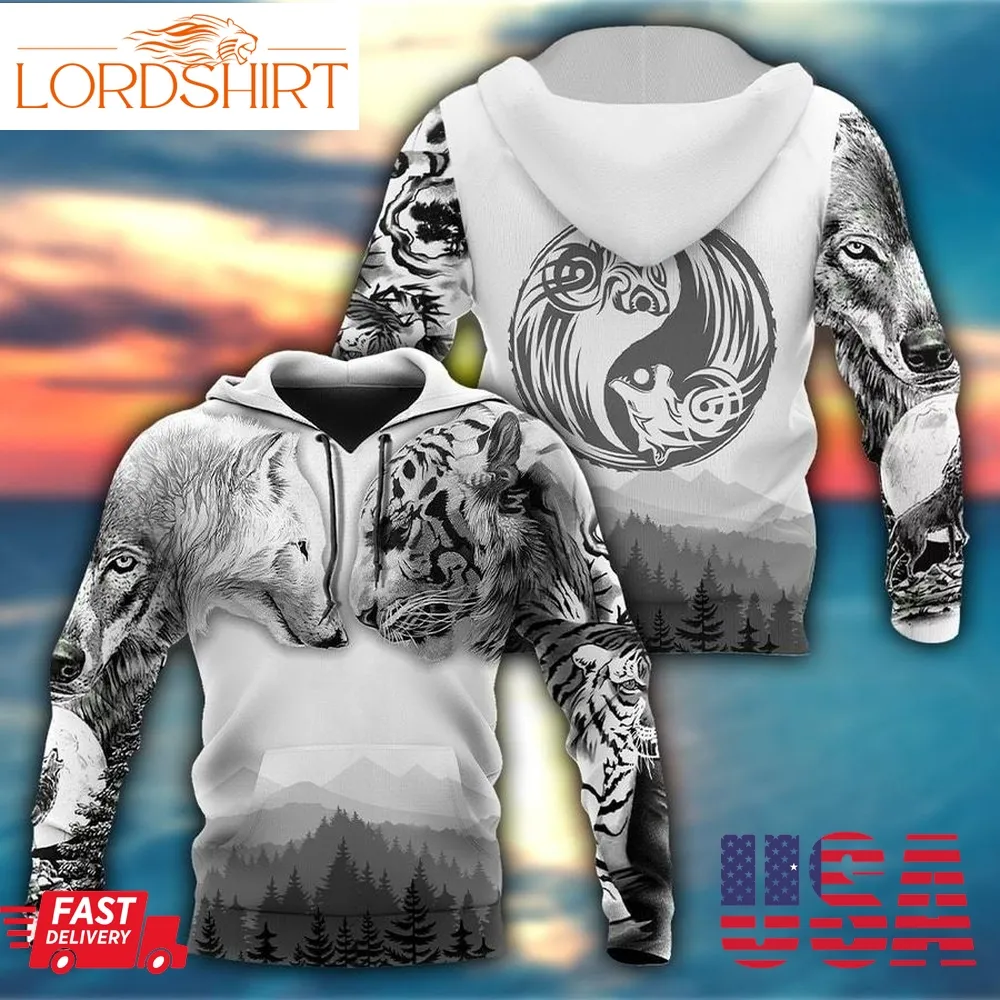 Wolf And Tiger 3D Hoodie Shirt For Men And Women Am102034