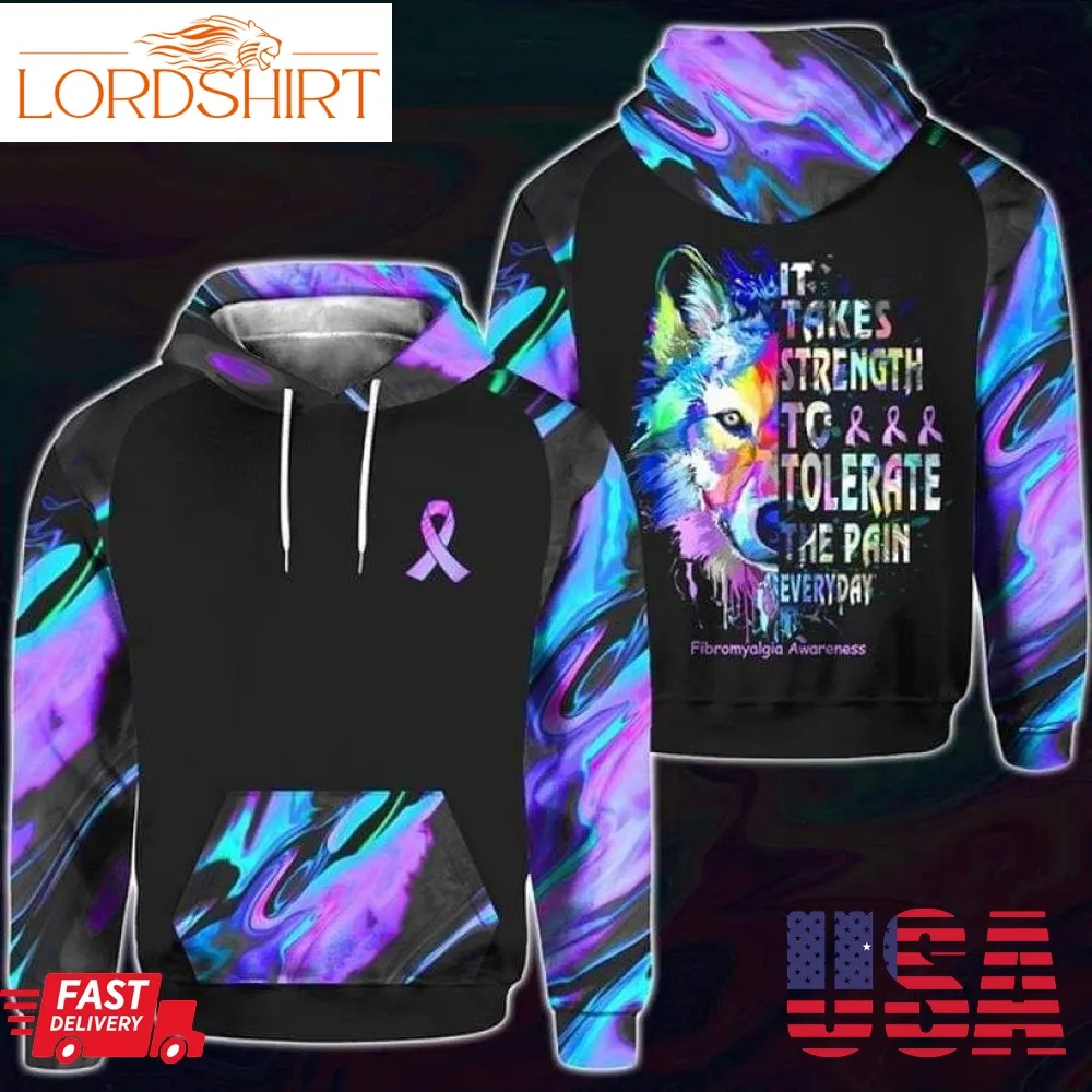 Wolf  Fibromyalgia Awareness Us Unisex Size Hoodie