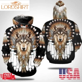 Wolf Native American 3D All Over Print Hoodie