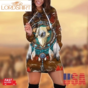 Wolf Native American 3D All Over Printed Hoodie Dress