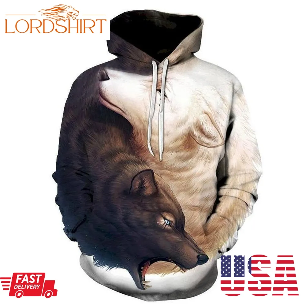 Ying Yang Wolf 3D Sweatshirt Hoodie Pullover