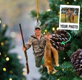 Personalized Photo Acrylic Ornament For Fox Hunting Lover