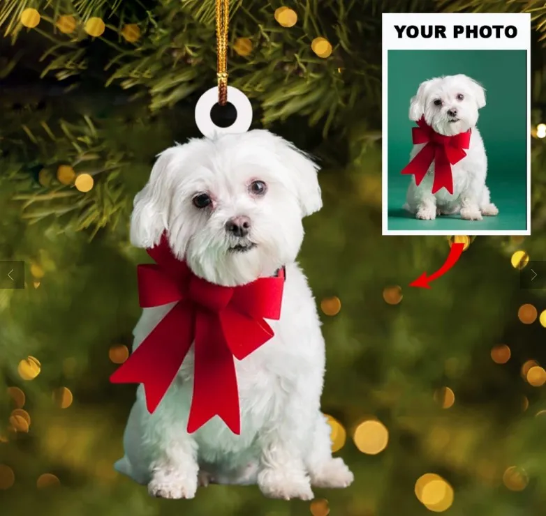 Personalized Photo Acrylic Double Sided Ornament For Dog Lovers