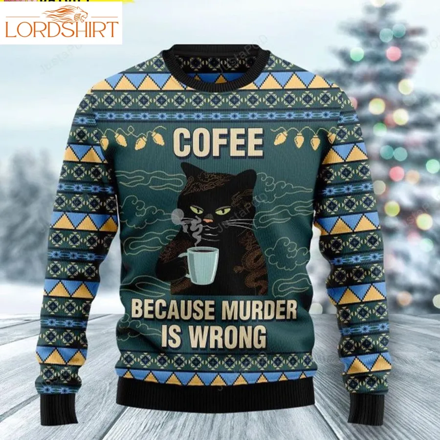 2022 Coffee Cat Ugly Christmas Sweater