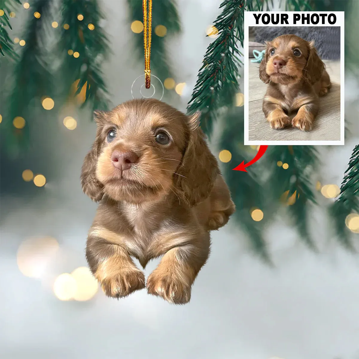 Personalized Photo Acrylic Double Sided Ornament For Dog Lovers