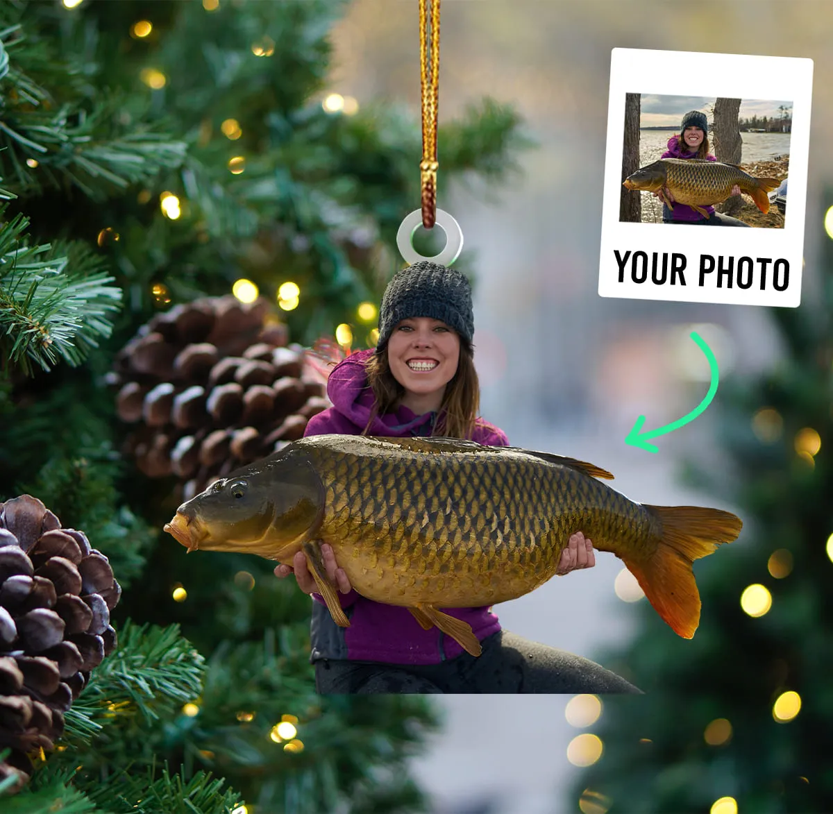 Personalized Photo Acrylic Ornament Fishing Lover's Keepsake